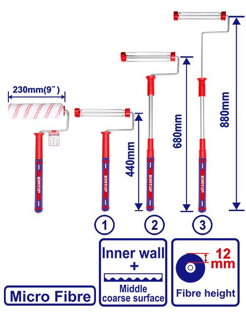 EMTOP 230mm Microfiber Roller on extendable Pole