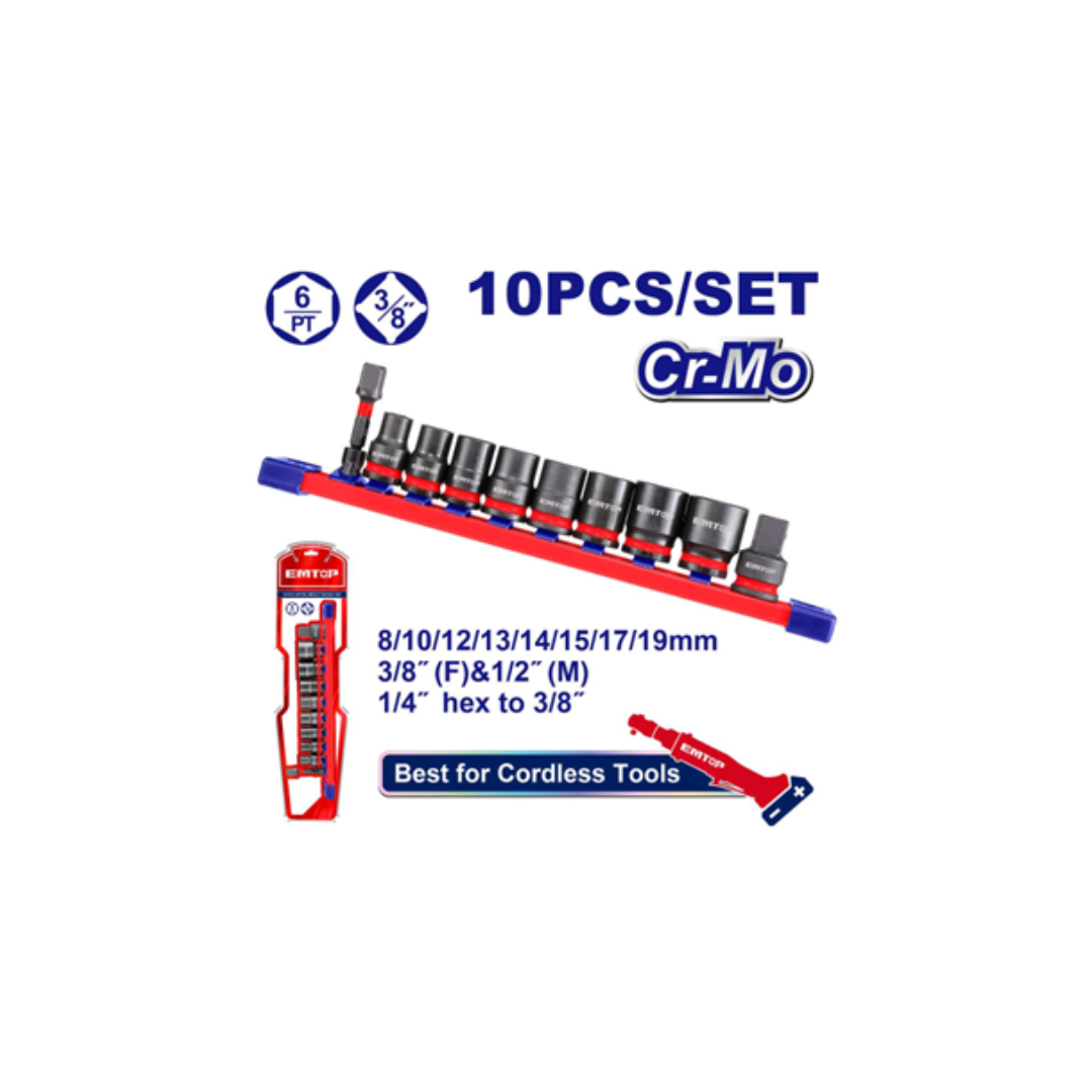 EMTOP 10 Pc 3/8" Impact Socket Set EMSSD38104