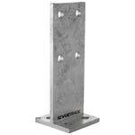 A silver-colored VUETRADE T-Blade post support with pre-punched holes for bolts or screws.