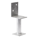 A silver-colored half stirrup post support made of galvanized steel with pre-punched holes for installation.