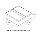 VUETRADE CONCEALED T-BLADE CAPS  90x90mm
