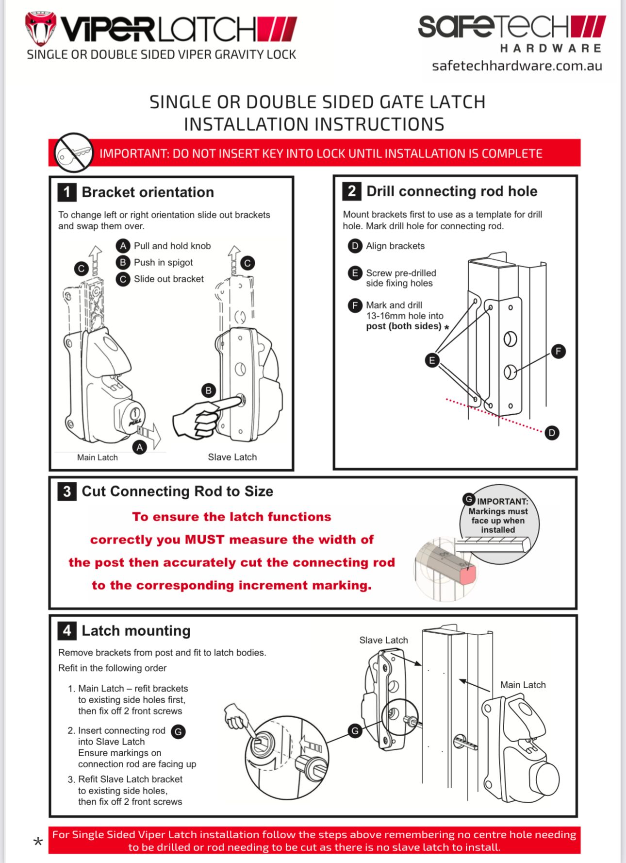 GRAVITY LATCH- DOUBLE SIDED