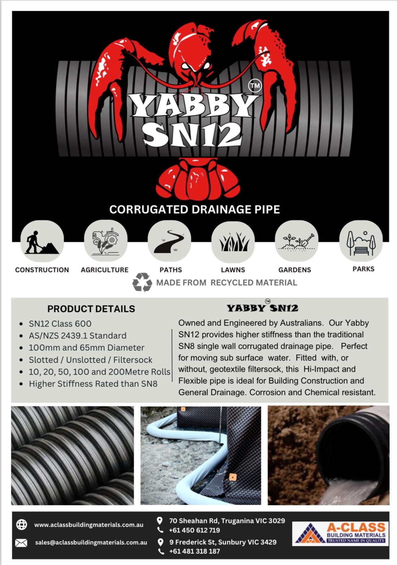 AGI PIPE SOCKED & SLOTTED 100MM x 100M