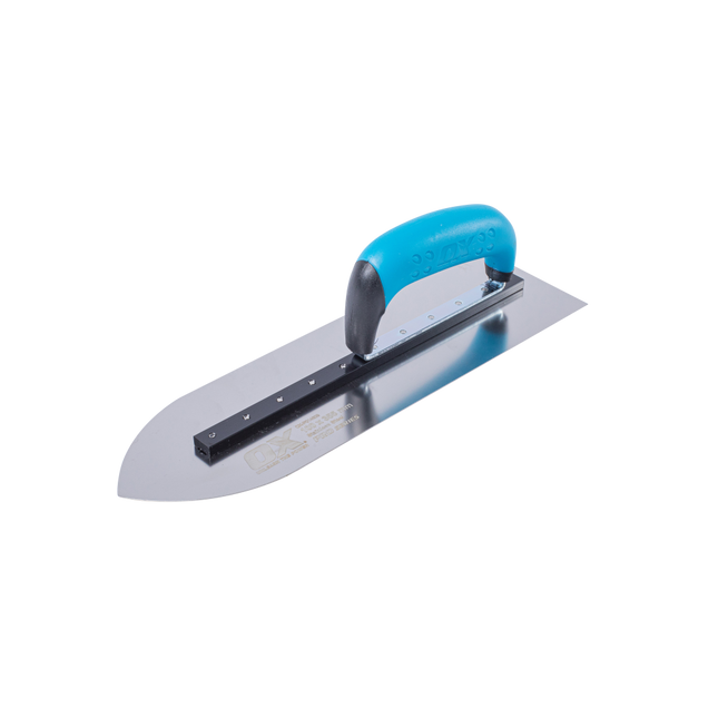 OX PRO STAINLESS STEEL POINTED FINISHING TROWEL- 100mm x 355mm